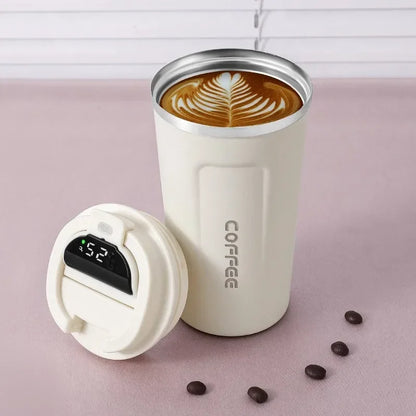 Stainless Steel Insulated Coffee Mug with Temperature Display - 380/510ml Vacuum Flask Thermal Tumbler
