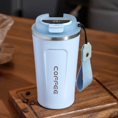 Stainless Steel Insulated Coffee Mug with Temperature Display - 380/510ml Vacuum Flask Thermal Tumbler