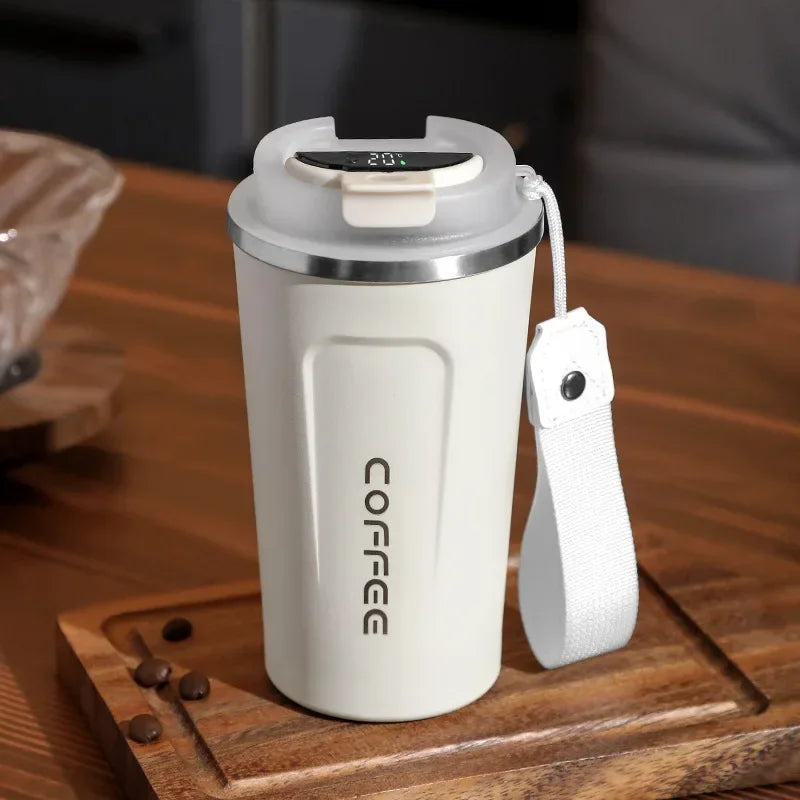 Stainless Steel Insulated Coffee Mug with Temperature Display - 380/510ml Vacuum Flask Thermal Tumbler