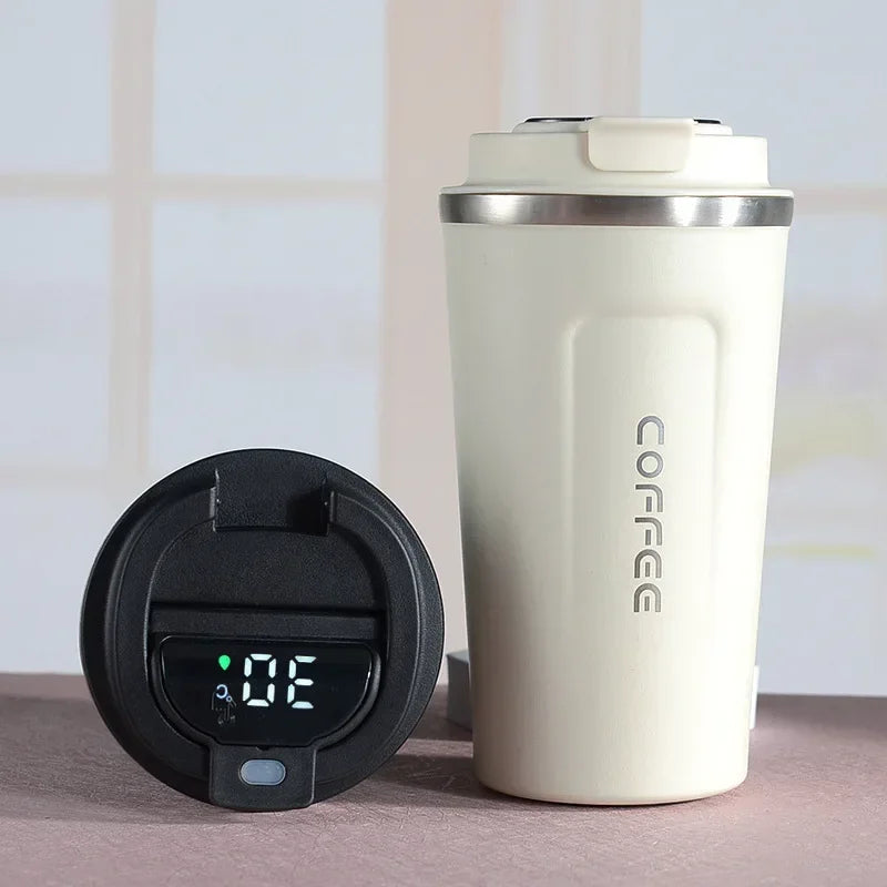Stainless Steel Insulated Coffee Mug with Temperature Display - 380/510ml Vacuum Flask Thermal Tumbler