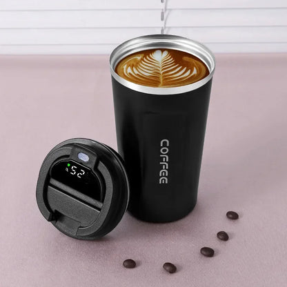 Stainless Steel Insulated Coffee Mug with Temperature Display - 380/510ml Vacuum Flask Thermal Tumbler