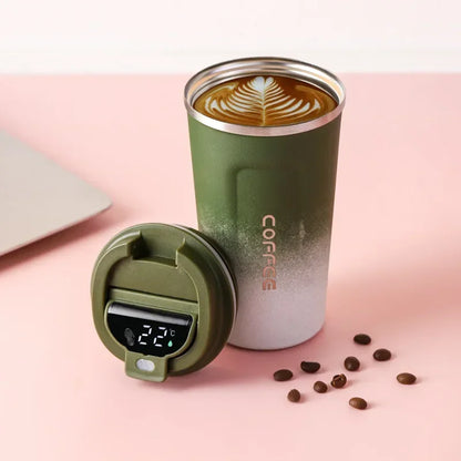 Stainless Steel Insulated Coffee Mug with Temperature Display - 380/510ml Vacuum Flask Thermal Tumbler