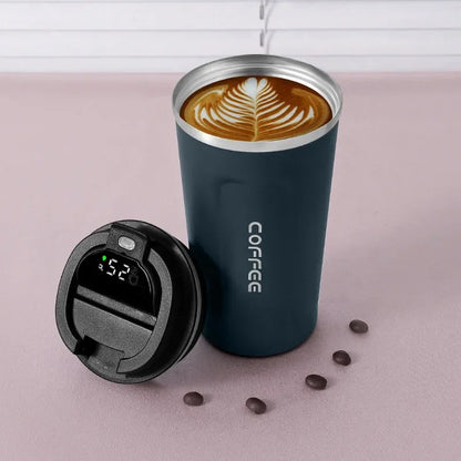 Stainless Steel Insulated Coffee Mug with Temperature Display - 380/510ml Vacuum Flask Thermal Tumbler
