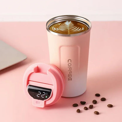 Stainless Steel Insulated Coffee Mug with Temperature Display - 380/510ml Vacuum Flask Thermal Tumbler