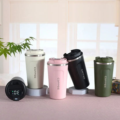 Stainless Steel Insulated Coffee Mug with Temperature Display - 380/510ml Vacuum Flask Thermal Tumbler